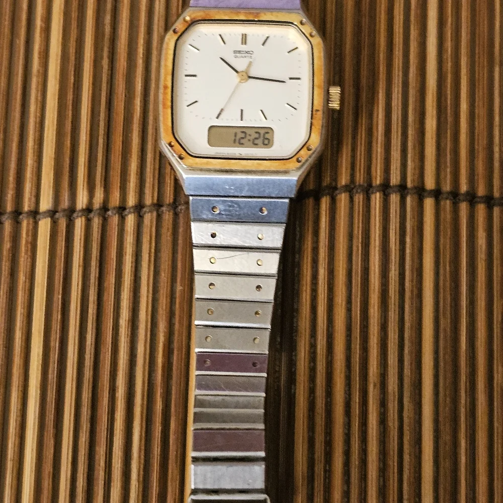 Seiko Two-Tone Silver and Gold Analog-Digital Women's Watch